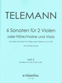 VV 152 • TELEMANN - 6 Sonaten, Heft 2: Va1, Va2, Fl1, Fl2