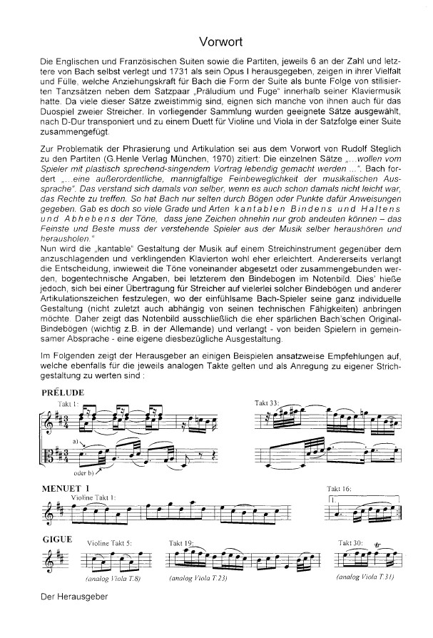 Suite D-dur, für Violine und Bratsche